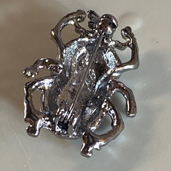 Beetle Bug Jewelry Pin Brooch Silver and Blue Color Metal Accessory Womens - Picture 5 of 16